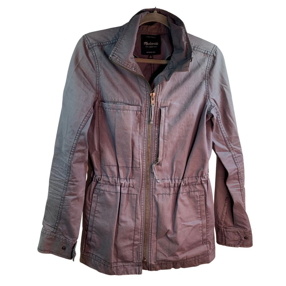Madewell Women's Fleet Utility Jacket Size Small Blue Gray Drawstring Waist